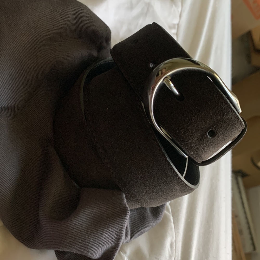Ermenegildo Zegna belt in rich dark grey suede size 34 waist brand new